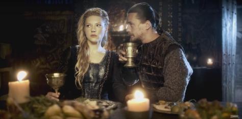 Season 4 History Channel Vikings starring Lagertha (Katheryn Winnick) and Kalf (Ben Robson)